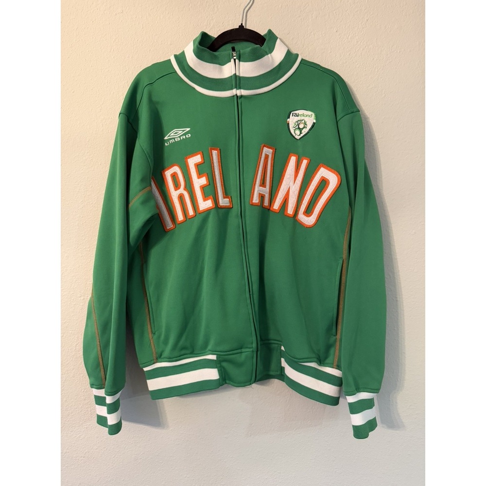 Republic Of Ireland Soccer Team Umbro Green Full Zip Jacket Football Size Medium